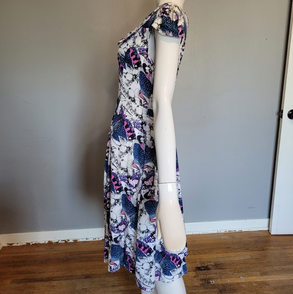 Hearts and Roses Retro Butterfly Print Midi, VGUC, Size XL - Picture 4 of 8